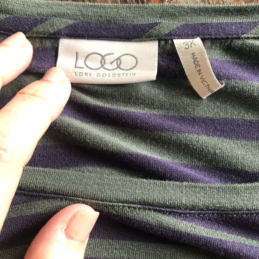 LOGO by Lori Goldstein Striped Long Sleeve Top 3X - Picture 3 of 5